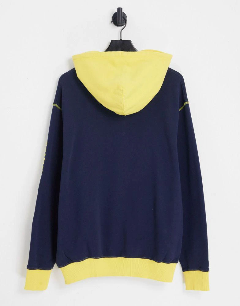 商品Tommy Jeans|Tommy Jeans acid capsule cotton blend colour block hoodie in blue/yellow - NAVY,价格¥516,第2张图片详细描述