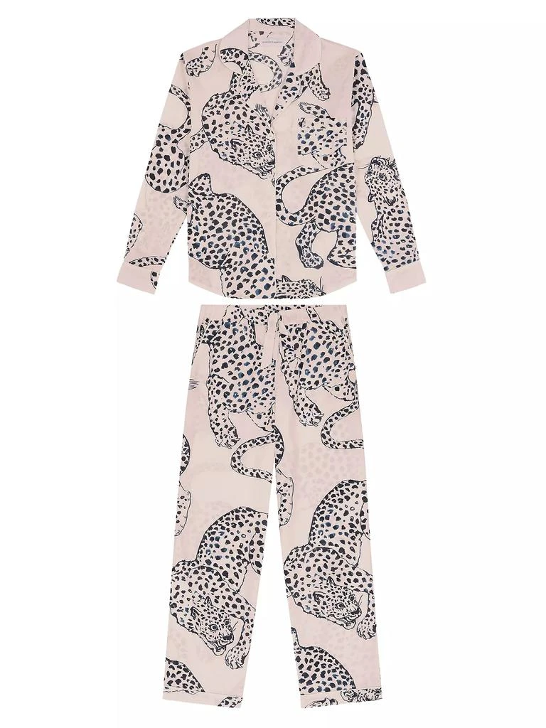 商品Desmond & Dempsey|2-Piece Jag-Print Cotton Pajama Set,价格¥1871,第1张图片