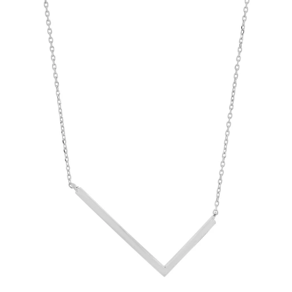 商品MAXCOLOR|10k Solid White Gold Large Sideways Block Letter Initial with Extendable Cable Chain, 16 to 18 inches,价格¥1001,第1张图片