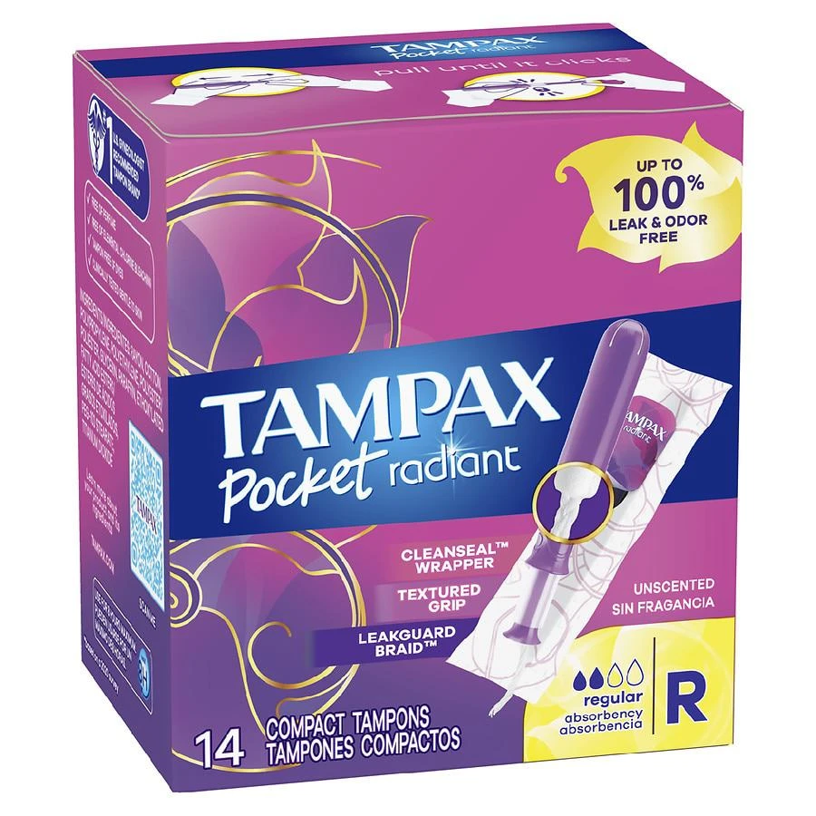 商品Tampax|Tampons with LeakGuard Braid & Extendable Applicator No Scent, Regular Absorbency,价格¥66,第2张图片详细描述