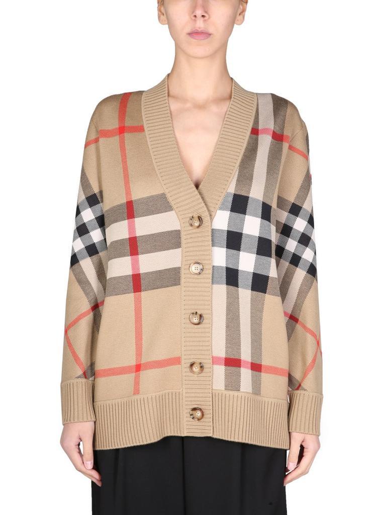 商品Burberry|TECHNICAL CARDIGAN WITH TARTAN PATTERN,价格¥7075,第1张图片