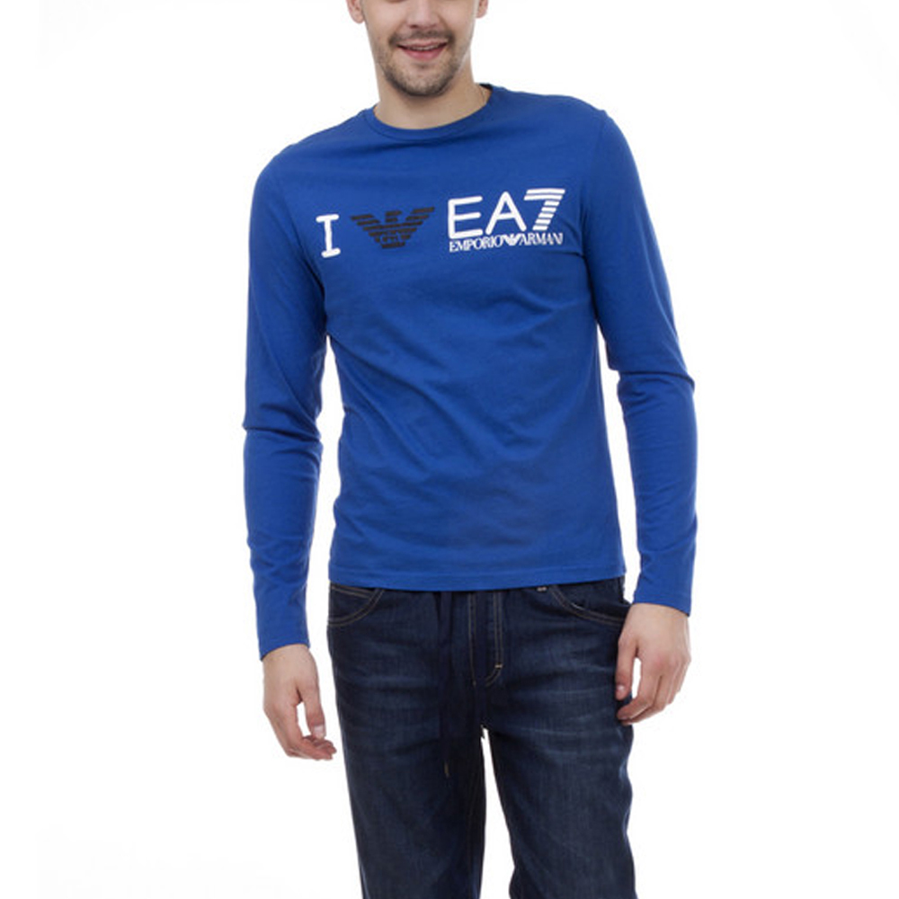 EMPORIO ARMANI 安普里奥·阿玛尼 字母logo印花长袖蓝色男士T恤 273691-4A241-00033商品第1张图片规格展示