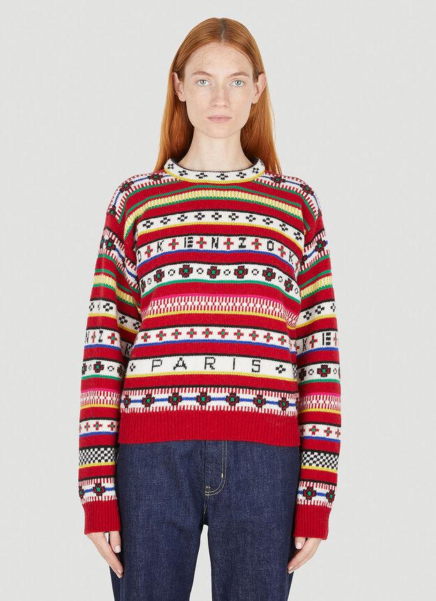 Graphic Intarsia Sweater in Red商品第1张图片规格展示