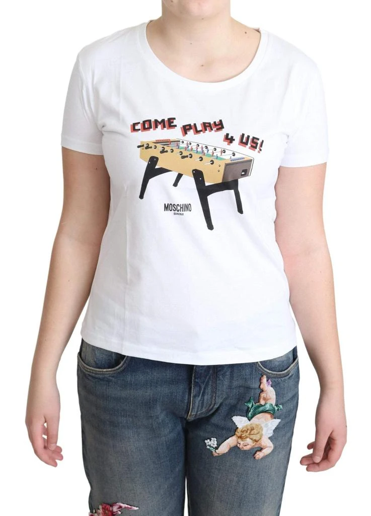 商品Moschino|Moschino White Cotton Come Play 4 Us Print Tops T-shirt,价格¥451,第1张图片