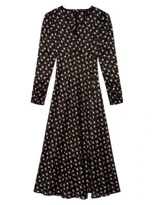 商品Maje|Riava Satin Floral Print Maxi Dress,价格¥526,第3张图片详细描述