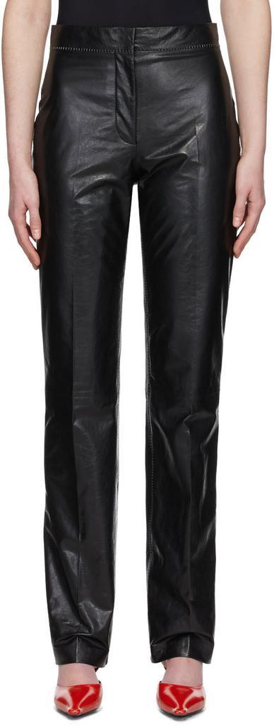 商品Acne Studios|Black Pressed Leather Trousers,价格¥12058,第1张图片