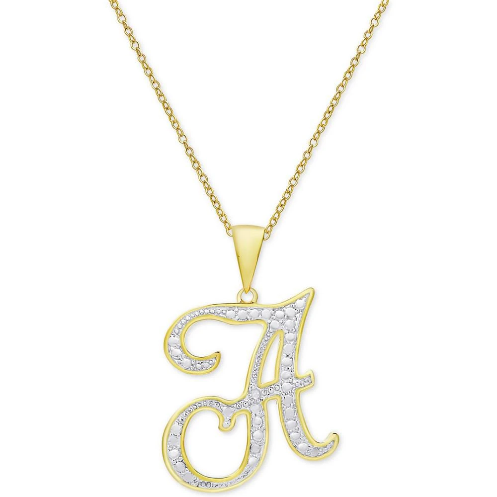商品Macy's|Diamond Accent Script Initial 18" Pendant Necklace in 18k Gold Plate,价格¥156,第1张图片
