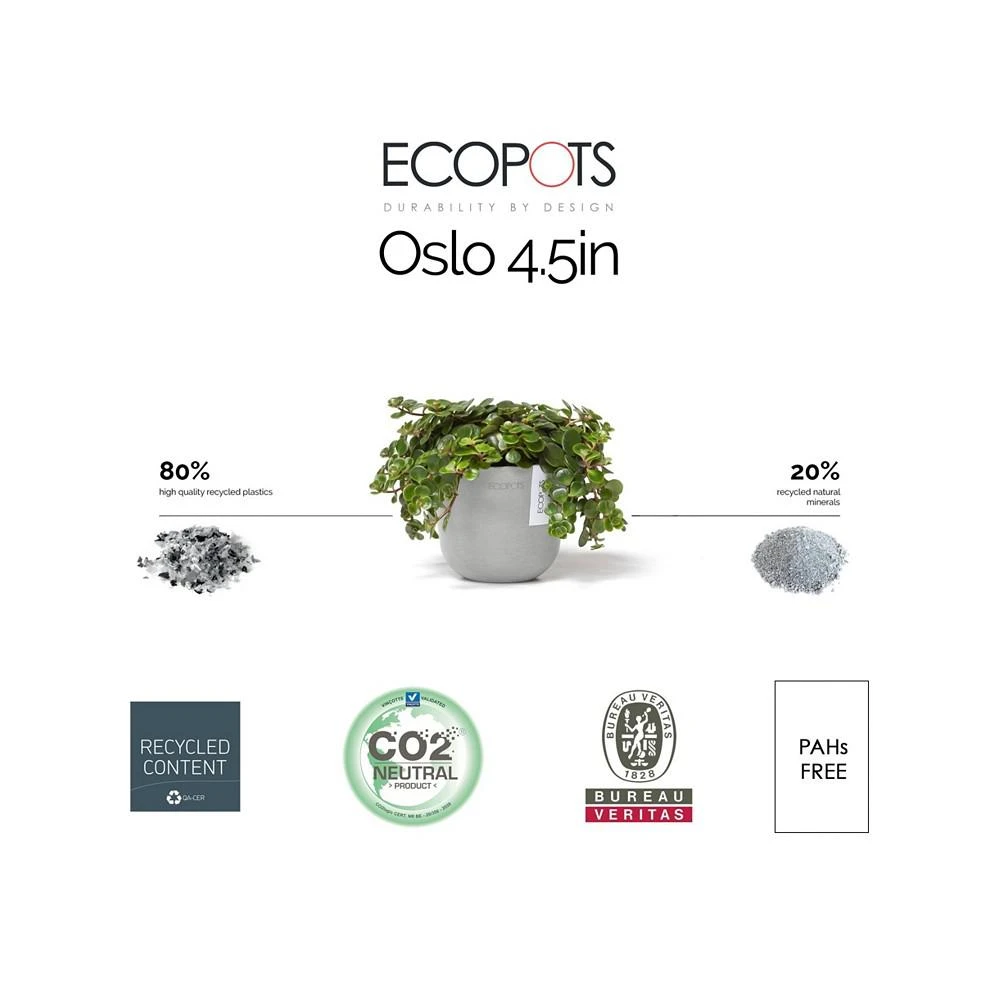 商品ECOPOTS|Oslo Plastic Flower Pot, White Grey, 4.5",价格¥98,第3张图片详细描述