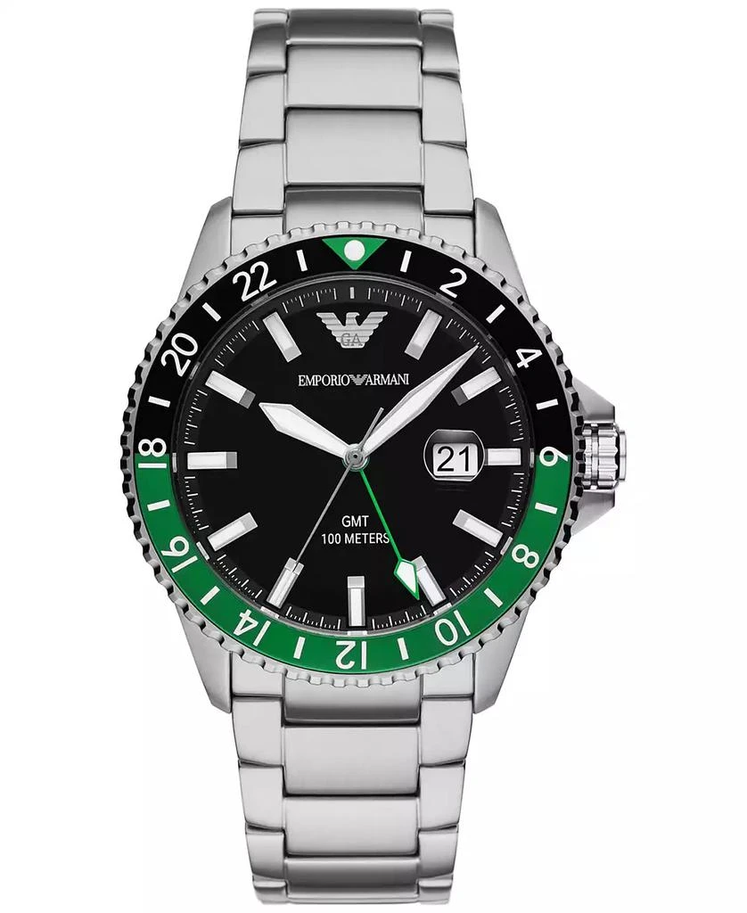 商品Emporio Armani|Men's GMT Dual Time Stainless Steel Bracelet Watch 42mm,价格¥2205,第1张图片