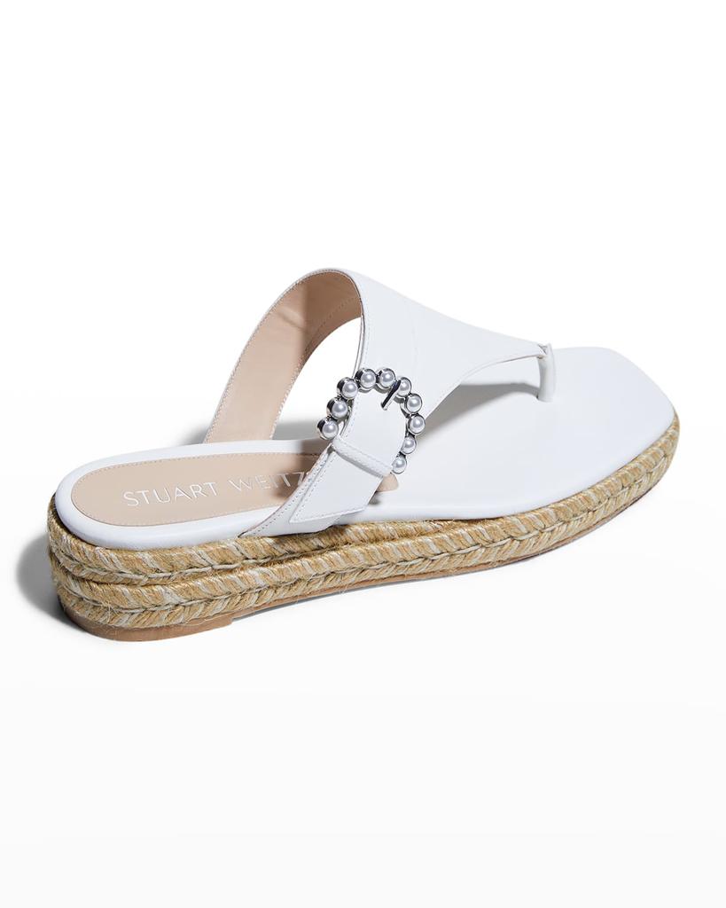 Pearly Buckle Thong Espadrille Sandals商品第3张图片规格展示