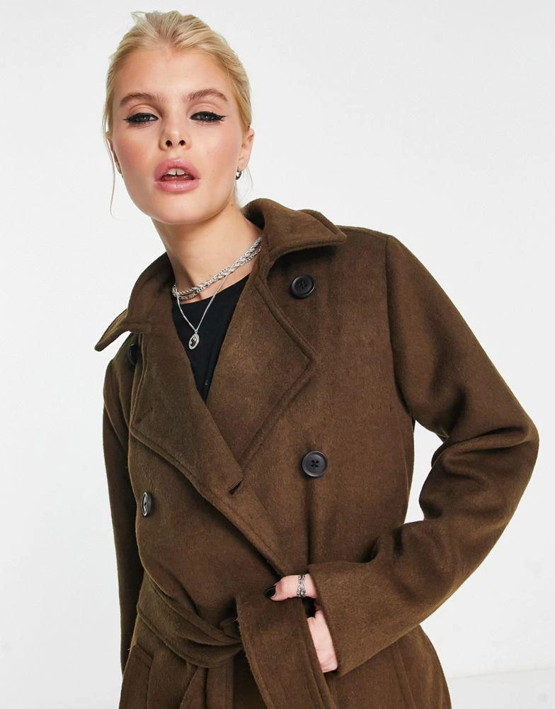商品Object|Object wool blend trench coat in brown,价格¥414,第2张图片详细描述