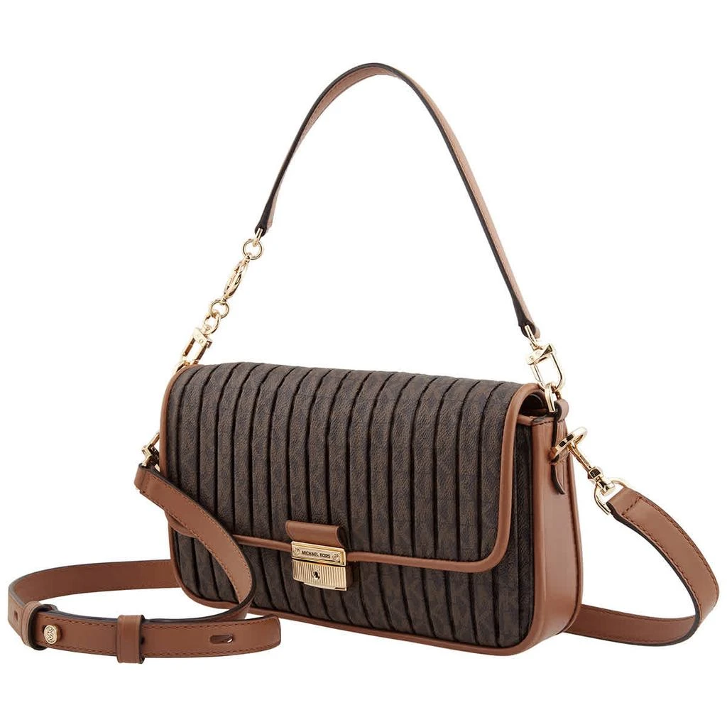 商品Michael Kors|Michael Kors Ladies Bradshaw Small Pleated Logo Convertible Shoulder Bag - Brown/Acorn,价格¥2236,第1张图片