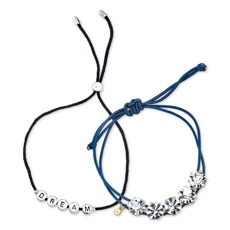 商品Unwritten|2-Pc. Set Dream and Flower Cord Adjustable Bracelets in Silver-Plate,价格¥104,第1张图片