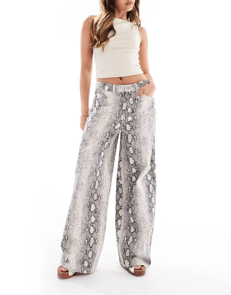 商品Object|Object wide leg jeans in neutral snake print,价格¥687,第1张图片