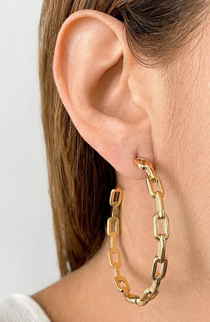 商品ADORNIA|14K Gold Plated Chain Link Hoop Earrings,价格¥142,第2张图片详细描述