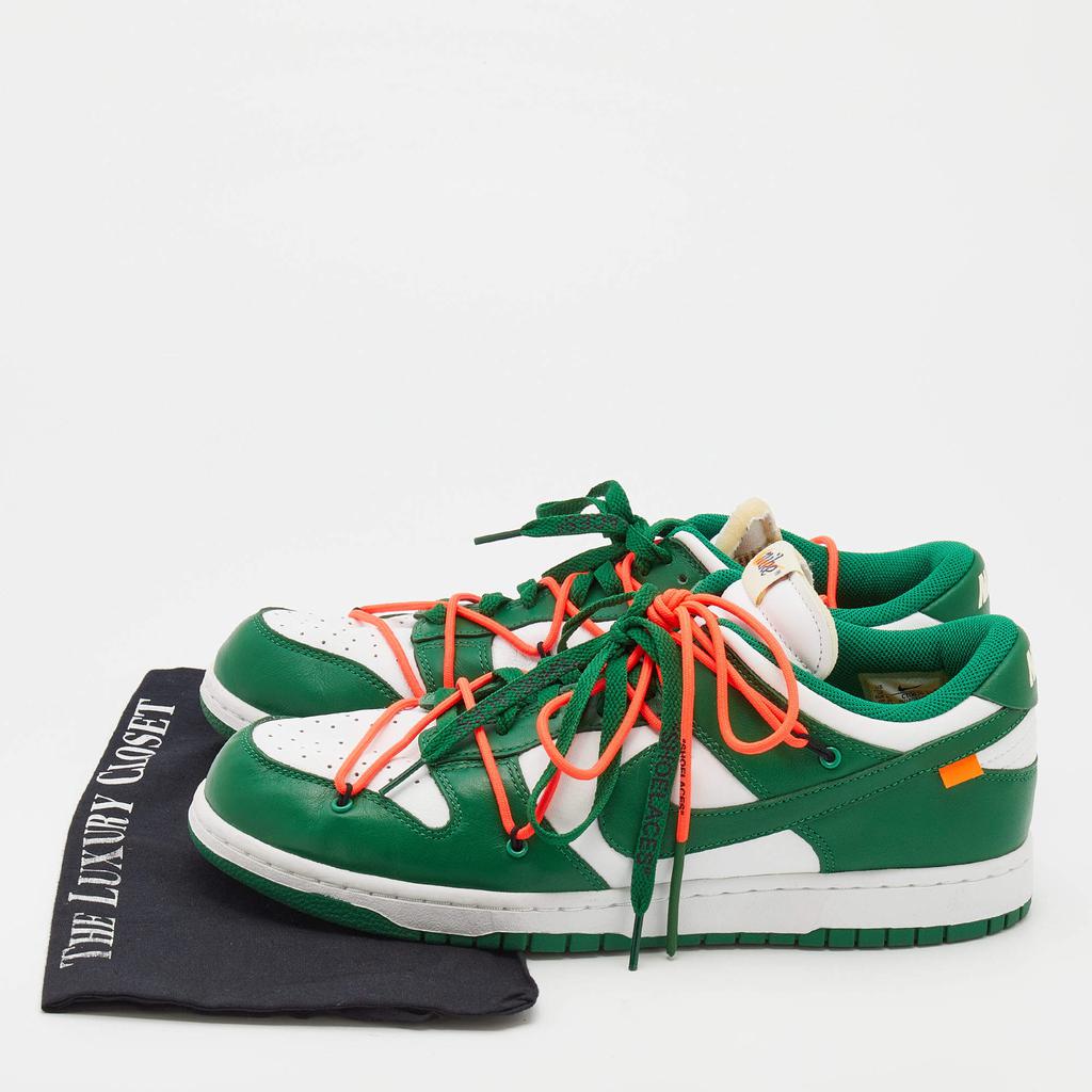 Off-White x Nike Green/White Leather Dunk Low Top Sneakers Size 46商品第9张图片规格展示