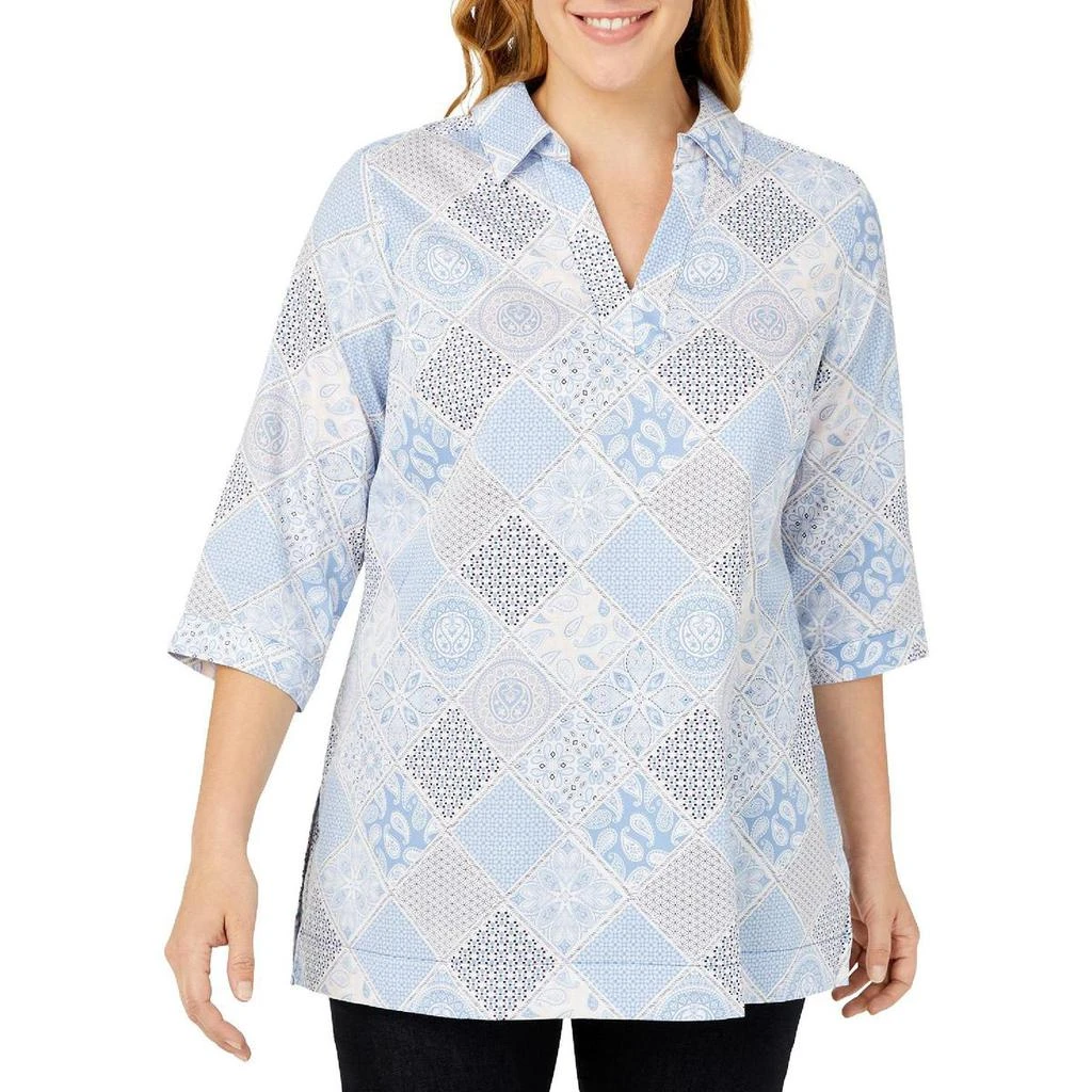 商品Foxcroft NYC|Foxcroft NYC Womens Plus Collar Cotton Blouse,价格¥115,第1张图片