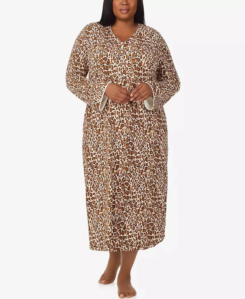 商品Ellen Tracy|Plus Size Printed V-Neck Long Gown with Socks,价格¥471,第1张图片