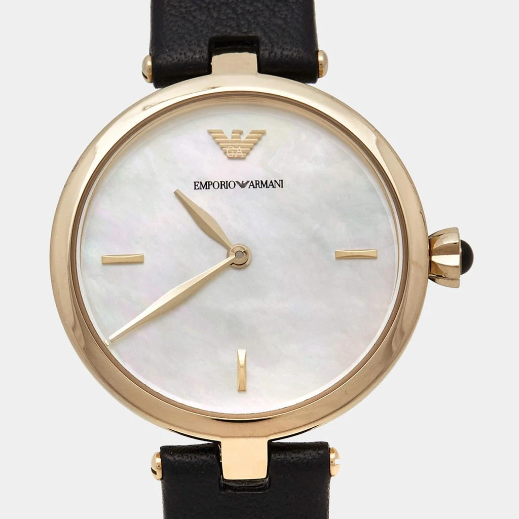 商品[二手商品] Emporio Armani|Emporio Armani Mother of Pearl Gold Plated Stainless Steel Leather Arianna AR11200 Women's Wristwatch 32 mm,价格¥1126,第3张图片详细描述