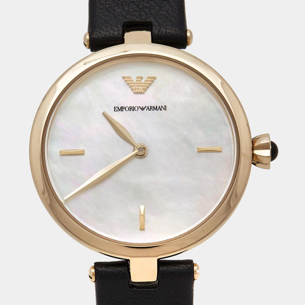 商品[二手商品] Emporio Armani|Emporio Armani Mother of Pearl Gold Plated Stainless Steel Leather Arianna AR11200 Women's Wristwatch 32 mm,价格¥1200,第5张图片详细描述