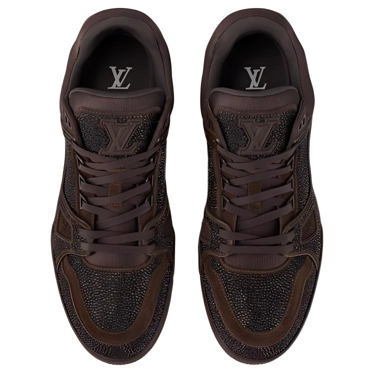 商品[国内直发] Louis Vuitton|Trainer 施华洛世奇水晶 系带圆头 低帮 板鞋 男款 棕色,价格¥43847,第6张图片详细描述