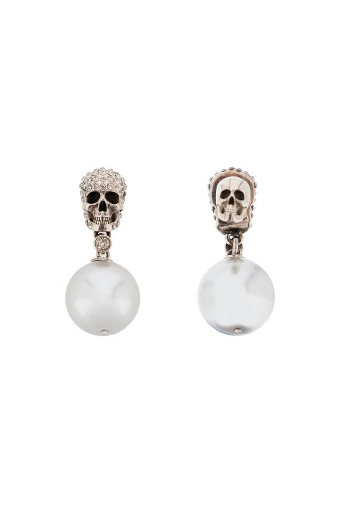 商品Alexander McQueen|Alexander mcqueen pearl skull earrings with crystal pavé,价格¥2008,第2张图片详细描述