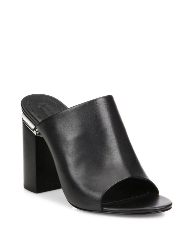 商品Alexander Wang|Alexander Wang - Avery Leather Block Heeled Mules,价格¥2889,第1张图片