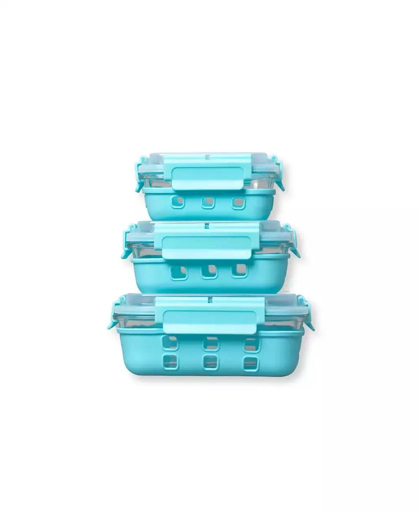 商品Genicook|3 Pc Rectangular Container Hi-Top Lids with Pro Grade Removable Lockdown Levers Silicone Sleeve Set,价格¥237,第2张图片详细描述