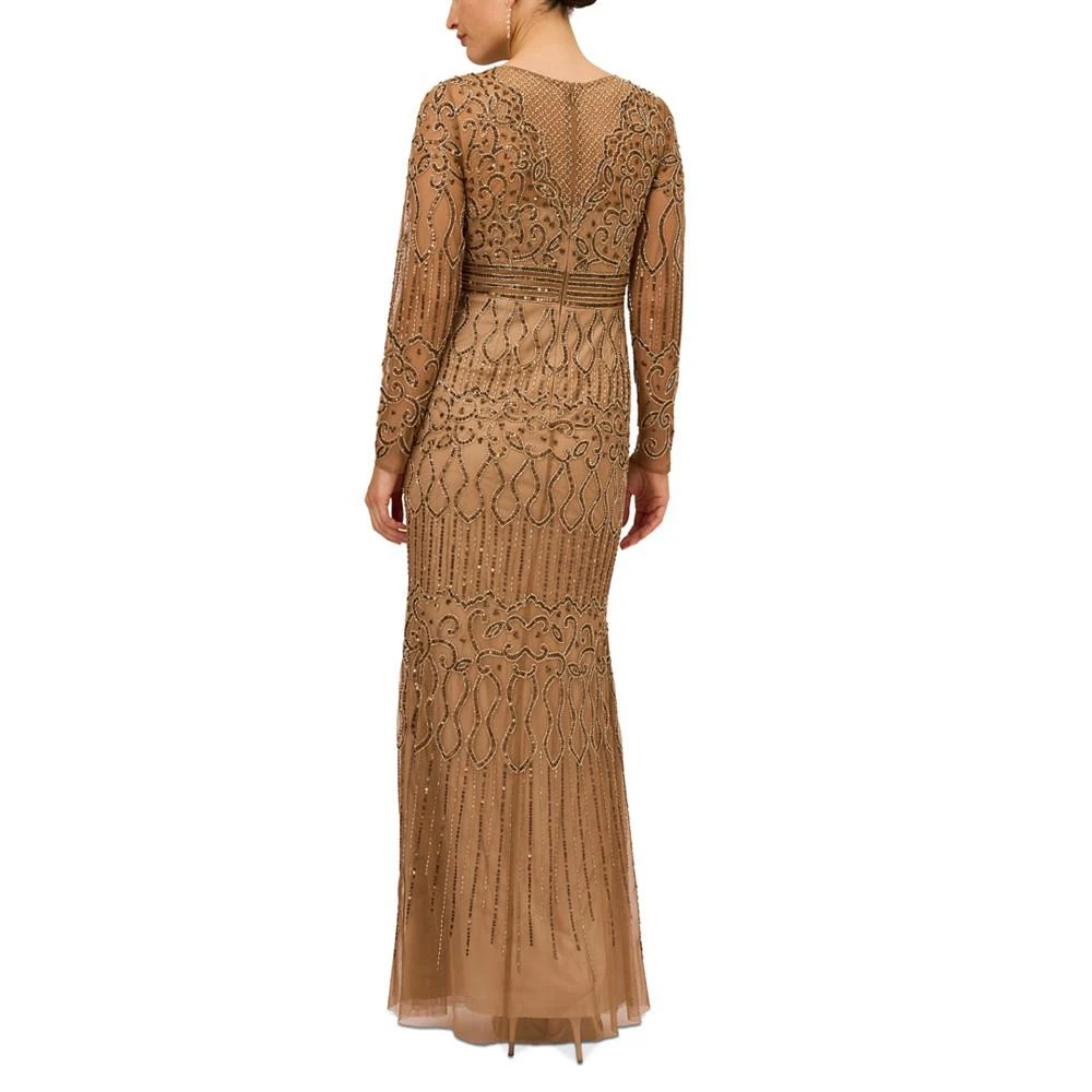 商品Adrianna Papell|Women's Embellished Long-Sleeve Gown,价格¥1303,第2张图片详细描述