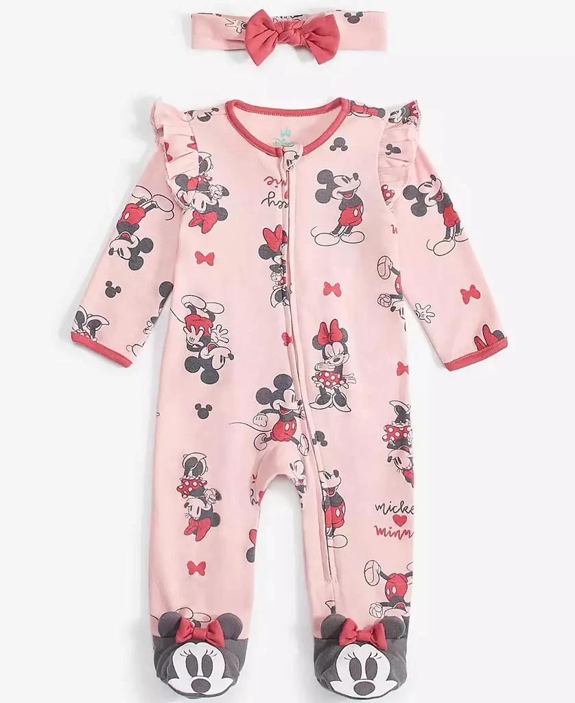 商品Disney|Baby Girls Minnie Mouse Printed Coverall & Headband,价格¥79,第1张图片