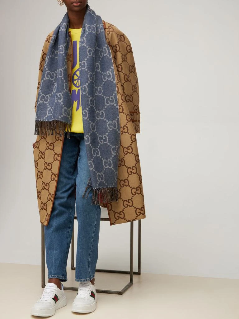 商品Gucci|Gg Jacquard Wool Knit Scarf W/tassels,价格¥3678,第1张图片