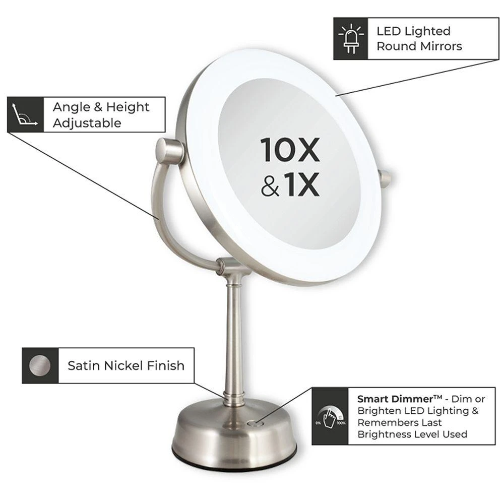 Lexington Customizable Sunlight LED Lighted Vanity Mirror, 10X/1X Magnification 商品