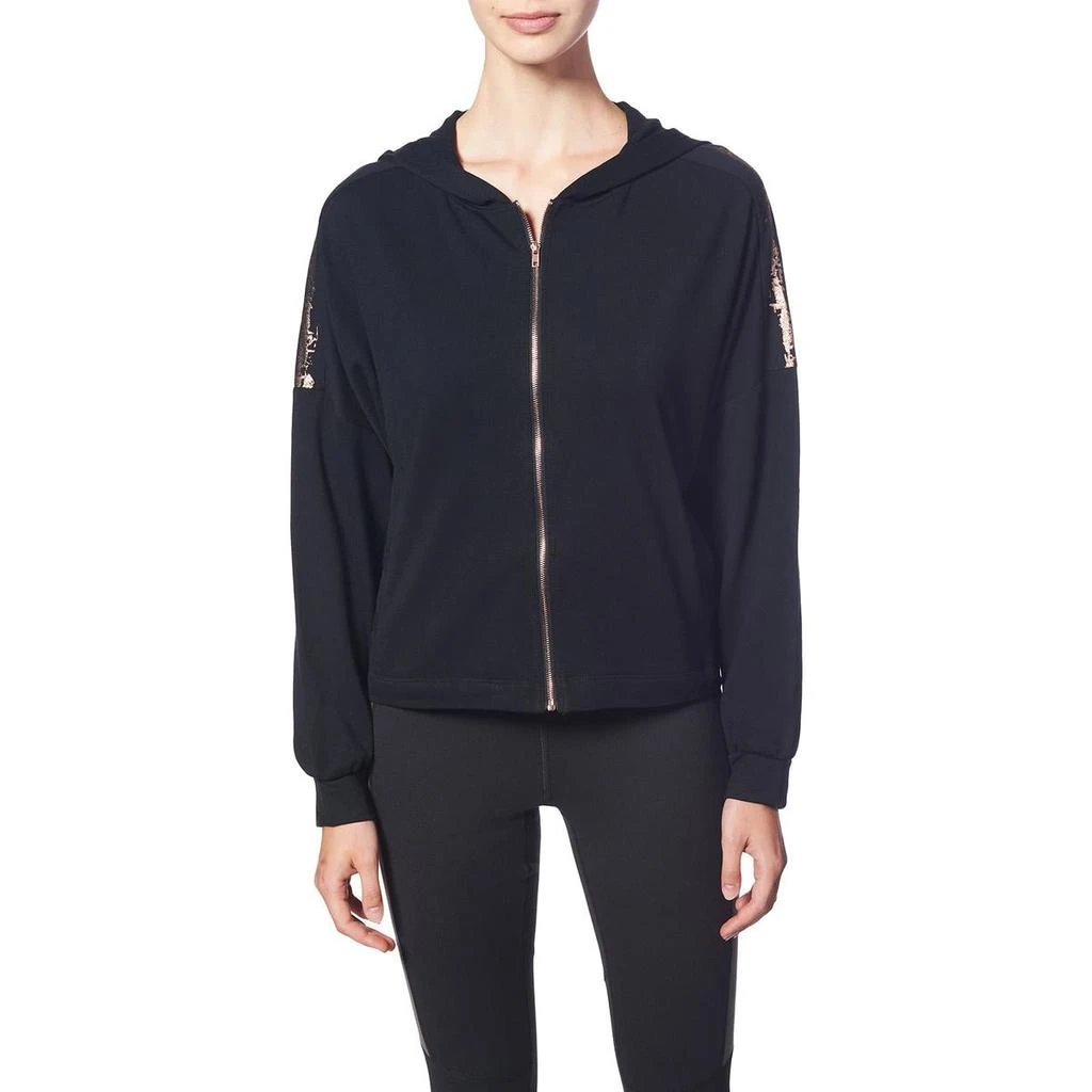 商品Splendid|Splendid Women's Metallic Striped Hooded Activewear Fitness Jacket,价格¥77,第3张图片详细描述