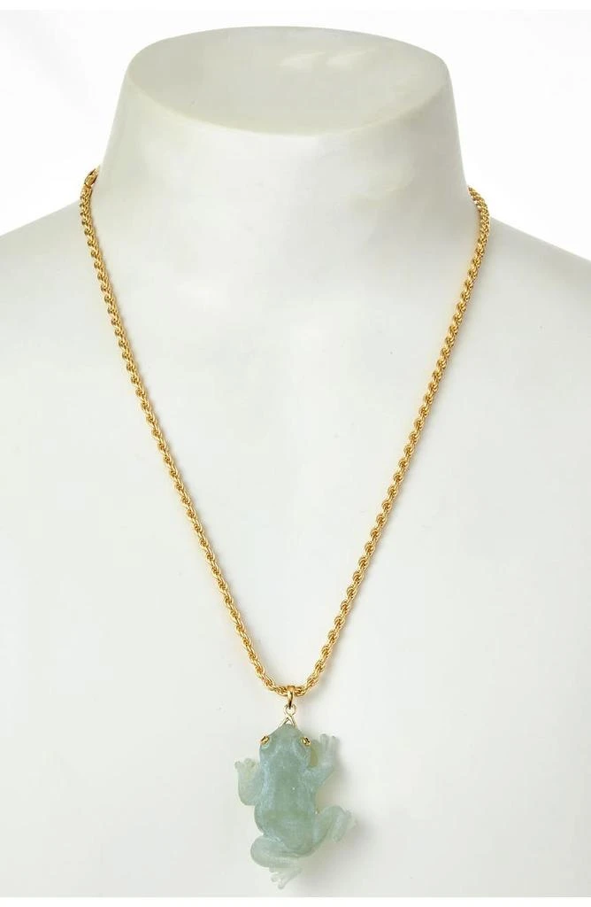 商品Savvy Cie Jewels|18K Gold Plated Jade Frog Pendant Necklace,价格¥1019,第2张图片详细描述