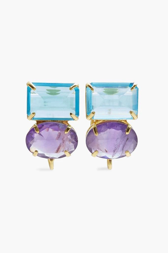 Gold-tone, amethyst and quartz earrings 商品