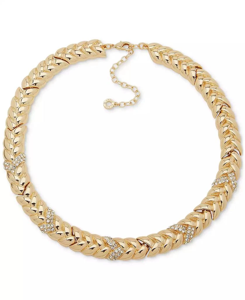 商品Anne Klein|Gold-Tone Crystal Pavé Sculptural Braid-Look Collar Necklace, 16" + 3" extender,价格¥247,第1张图片