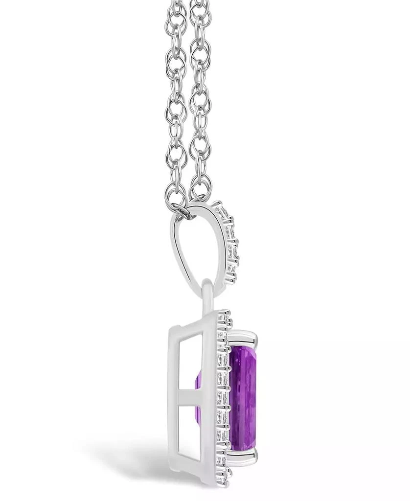 商品Macy's|Amethyst (1-3/5 ct. t.w.) and Lab Grown White Sapphire (1/5 ct. t.w.) Halo Pendant Necklace in 10K White Gold,价格¥3210,第3张图片详细描述
