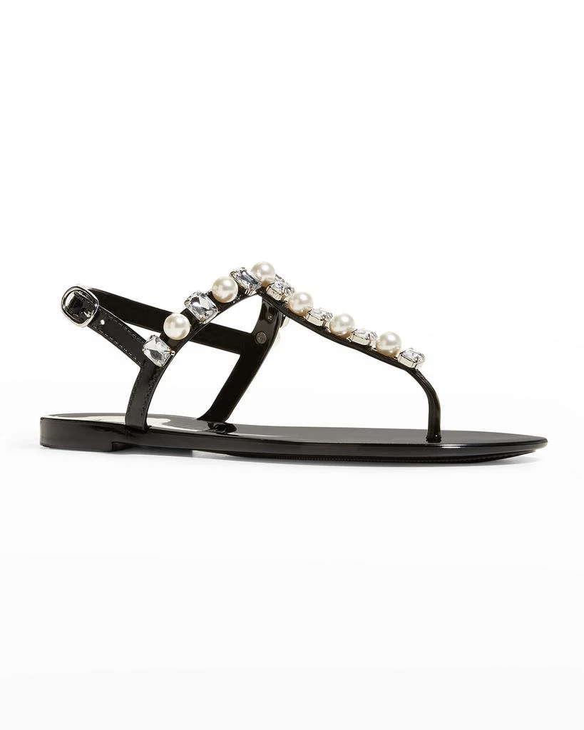 商品Stuart Weitzman|Goldie Jelly Crystal Thong Sandals,价格¥468,第2张图片详细描述