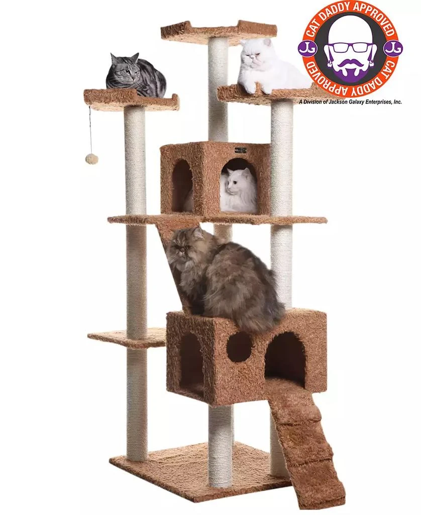 商品Macy's|74" Multi-Level Real Wood Cat Tree With Scratching Posts,价格¥2754,第3张图片详细描述