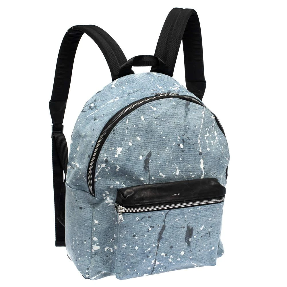 商品[二手商品] AMIRI|Amiri Wash Blue/Black Paint Denim and Leather Splatter Backpack,价格¥1514,第3张图片详细描述