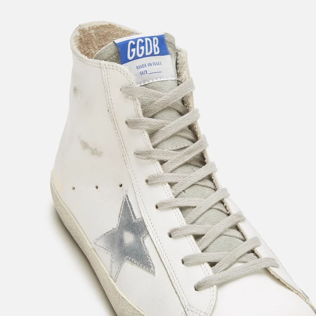 商品Golden Goose|Golden Goose Men's Francy Leather Hi-Top Trainers - White/Silver/Milk,价格¥2494,第4张图片详细描述