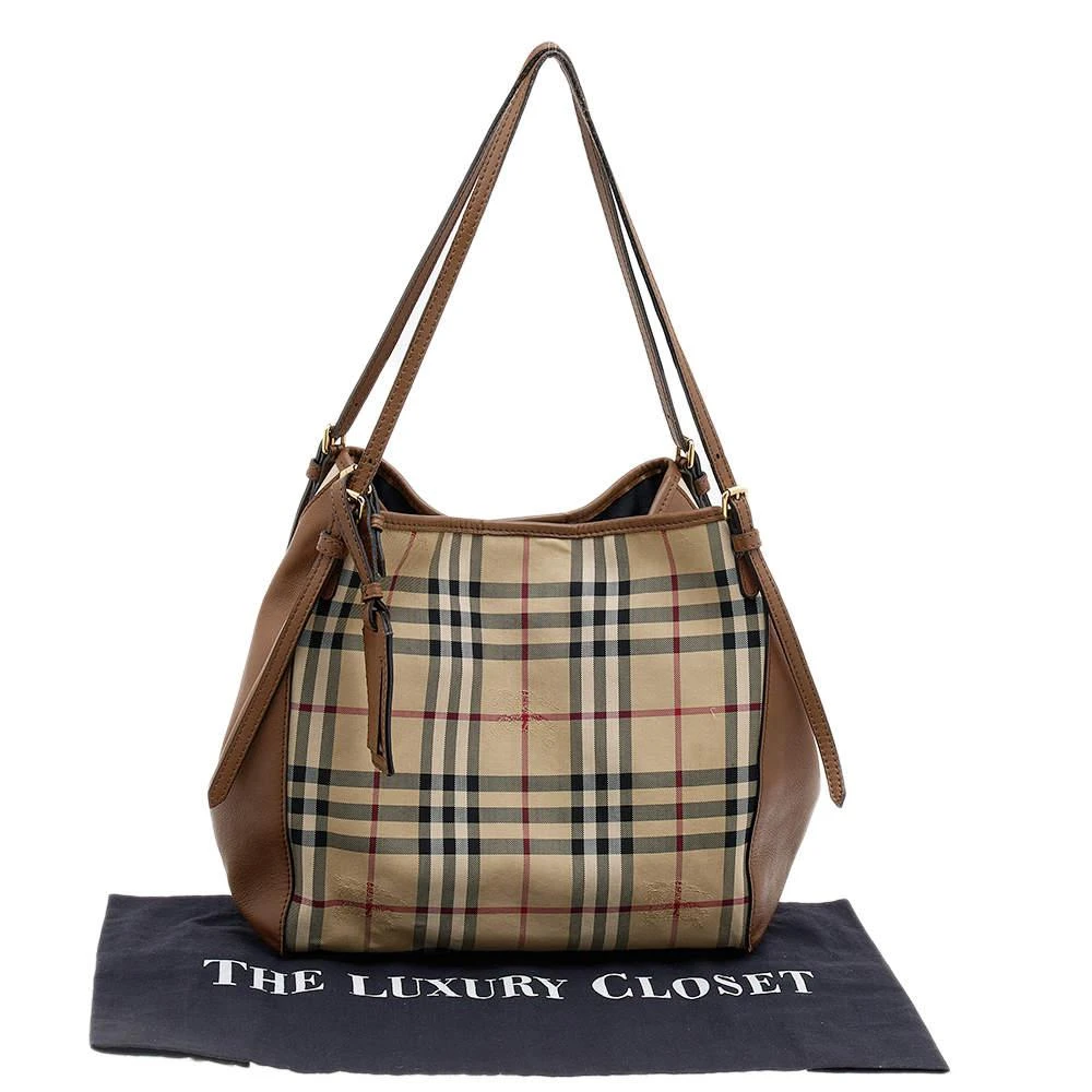 Burberry Beige/Brown Leather And Haymarket Check Canvas Canterbury Tote 商品