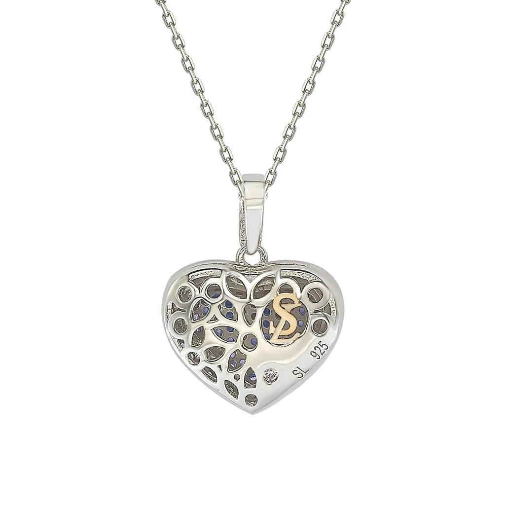 商品Suzy Levian|Blue Sapphire Blackened Sterling Silver Pave Heart Pendant,价格¥1651,第2张图片详细描述