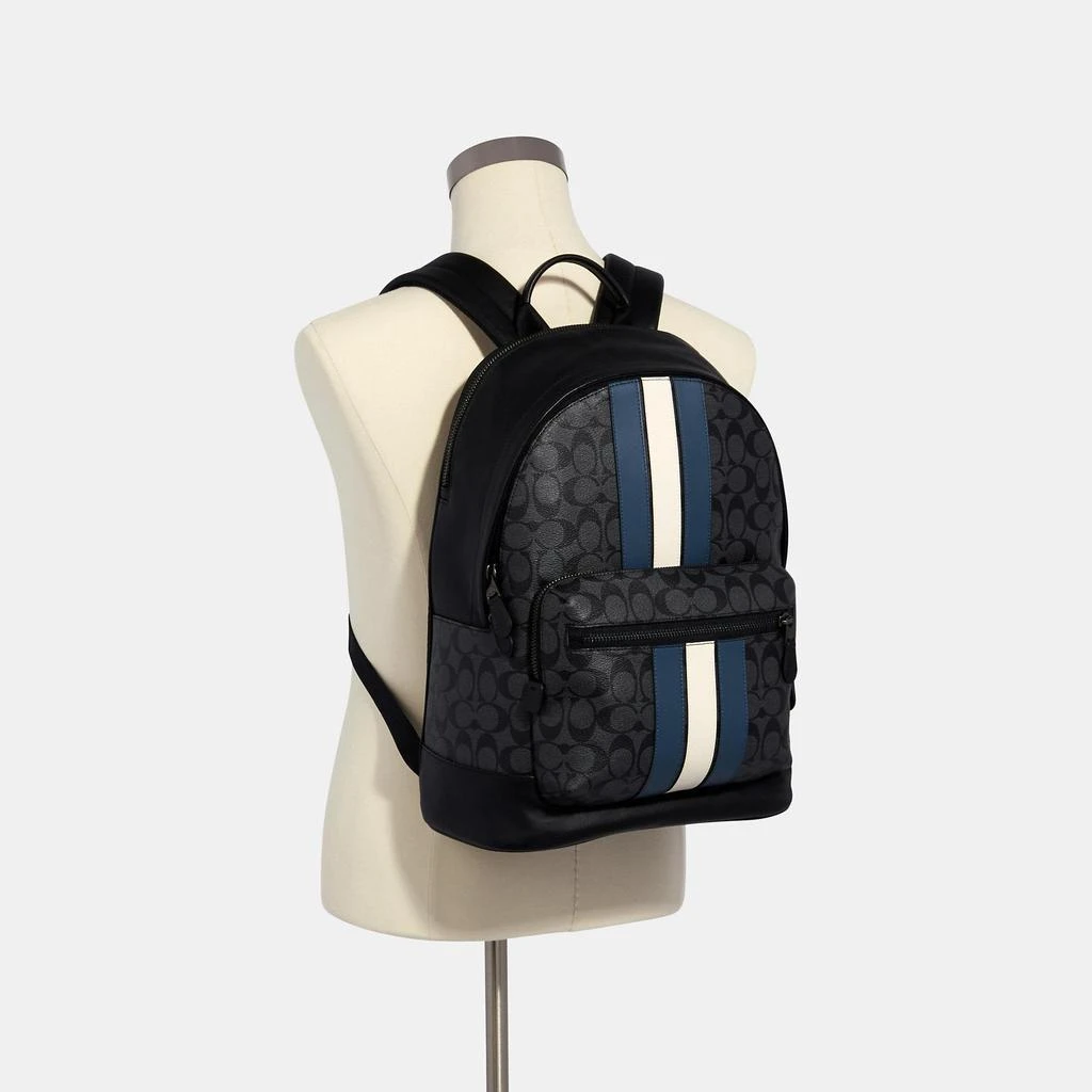 商品Coach|蔻驰男包经典标志Varsity条纹West双肩包,价格¥1881,第2张图片详细描述