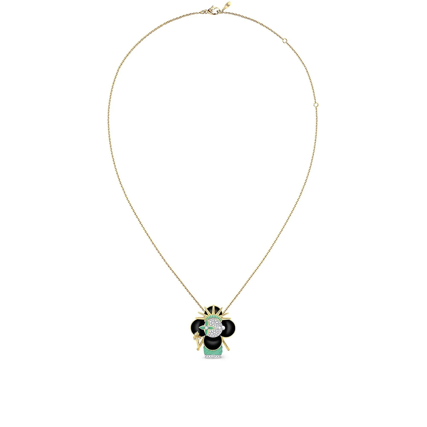 商品Louis Vuitton|【预售】 LV路易威登 25春夏 女士 吊坠 VIVIENNE STATUE OF LIBERTY 18K 金漆光钻石项链 Q93904 ,价格¥365144,第1张图片
