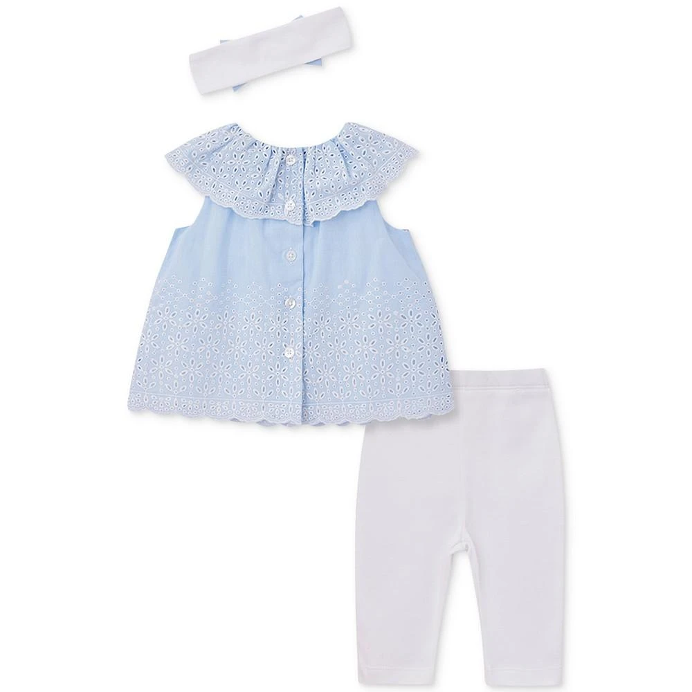 商品Little Me|Baby Girls Chambray Eyelet Tunic, Leggings, and Headband, 3 Piece Set,价格¥299,第2张图片详细描述