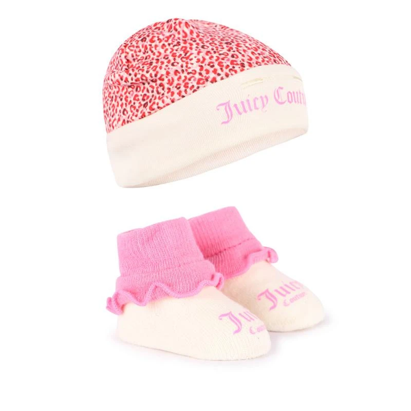 商品Juicy Couture|Leopard print cap and logo baby shoes set in pink,价格¥1087,第1张图片