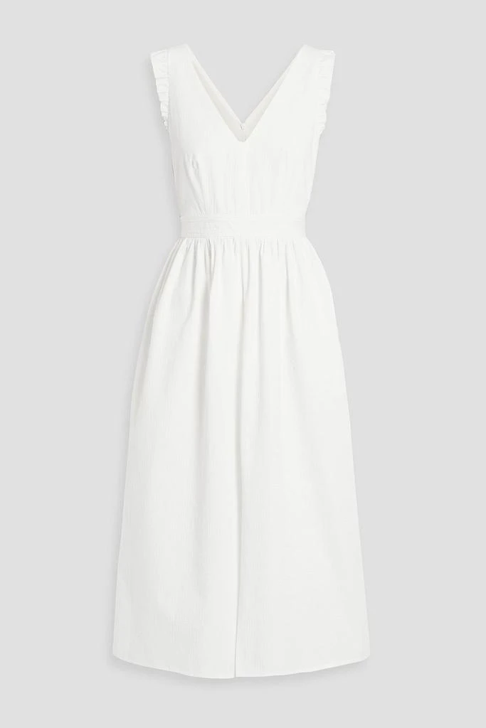 商品IRIS & INK|Carmen ruffle-trimmed organic cotton-jacquard midi dress,价格¥781,第1张图片