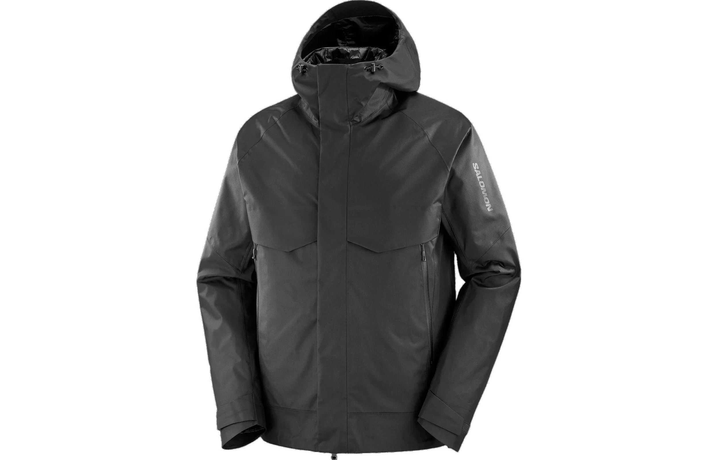 商品[国内直发] Salomon|萨洛蒙 纯色Logo字母印花两穿连帽拉链长袖夹克外套 男款 黑色,价格¥2267,第1张图片