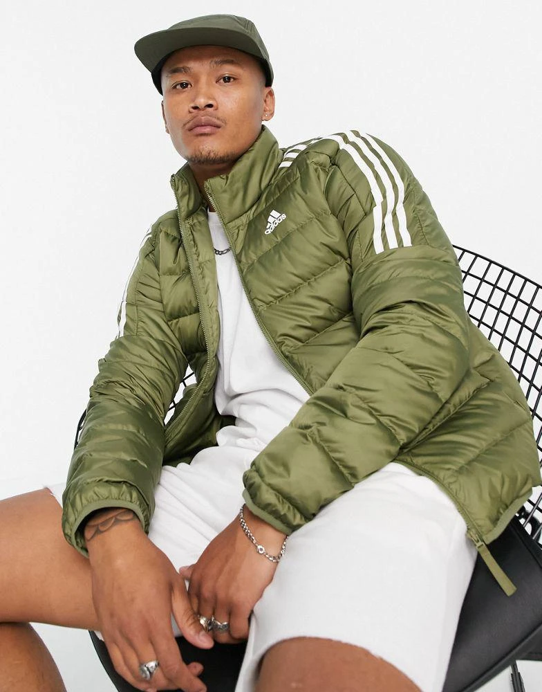 商品Adidas|adidas Outdoor down puffer jacket with three stripes in khaki,价格¥489,第1张图片